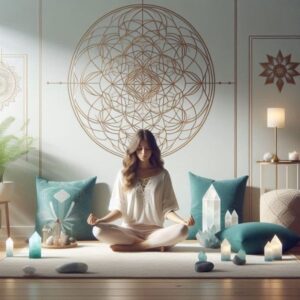 Energy healer sacred space showing professional intuitive healing environment setup