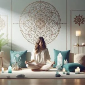 Energy healer sacred space showing professional intuitive healing environment setup