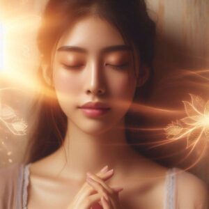 Woman experiencing mind body soul healing awakening, representing integrated healing approach for empaths