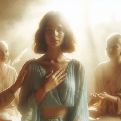 Confident woman demonstrating successful holistic empath healing methods, helping others with integrated healing approach