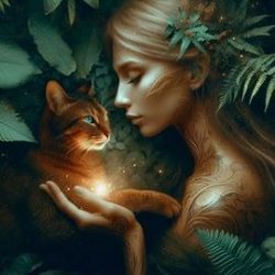 Human and pet in peaceful moment together, showing mutual energy partnership and soul connection